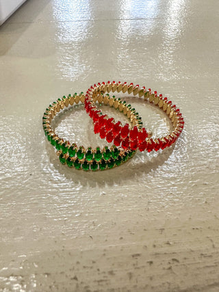 Green Diamond & Gold Cuff Bracelet - Everyday EDEN Boutique & Gifts