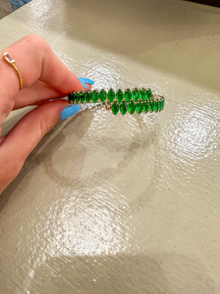 Green Diamond & Gold Cuff Bracelet - Everyday EDEN Boutique & Gifts