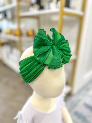Green Frilly Frou Ruffle Headband Bow - Everyday EDEN Boutique & Gifts
