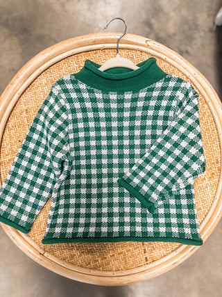 Green Gingham Rolled Neck Sweater - Everyday EDEN Boutique & Gifts