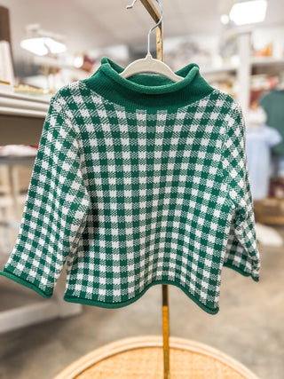 Green Gingham Rolled Neck Sweater - Everyday EDEN Boutique & Gifts