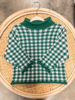 Green Gingham Rolled Neck Sweater - Everyday EDEN Boutique & Gifts
