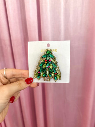 Green & Multi Beaded Christmas Tree Brooch - Everyday EDEN Boutique & Gifts