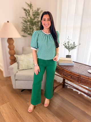 Green Patch Pocket Wide Leg Jeans - Everyday EDEN Boutique & Gifts