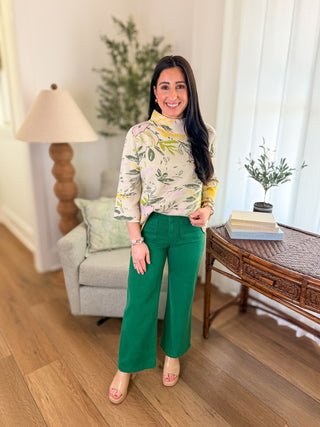 Green Patch Pocket Wide Leg Jeans - Everyday EDEN Boutique & Gifts