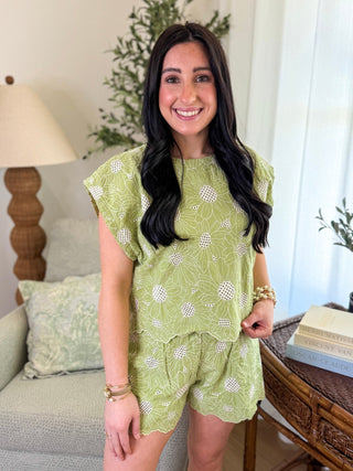 Green Petal Perfect Shorts Set - Everyday EDEN Boutique & Gifts