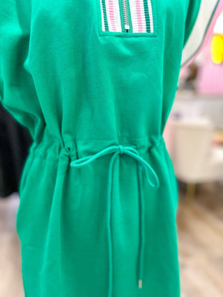 Green & Pink Lovely Little Thing Half Zip Mini Dress - Everyday EDEN Boutique & Gifts