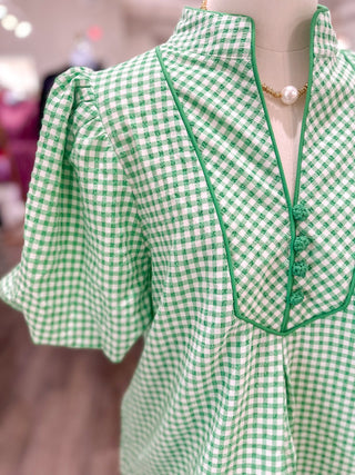 Green Sunday Sweetheart Gingham Short Sleeve Top - Everyday EDEN Boutique & Gifts