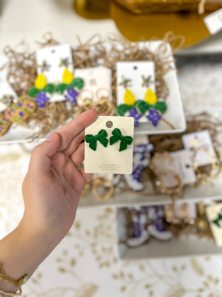 Green Velvet Bow Stud Earring - Everyday EDEN Boutique & Gifts