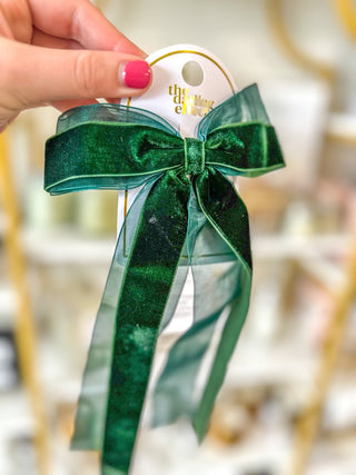 Green Velvet Luxe Hair Bow - Everyday EDEN Boutique & Gifts