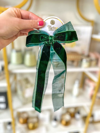 Green Velvet Luxe Hair Bow - Everyday EDEN Boutique & Gifts