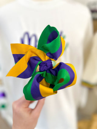 Hard Headband Mardi Gras Stripe Hair Bow - Everyday EDEN Boutique & Gifts