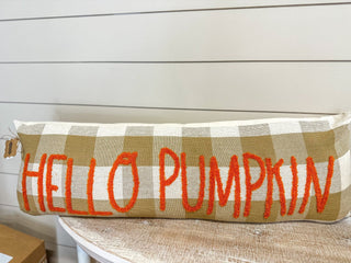 Hello Pumpkin Checked Long Pillow - Everyday EDEN Boutique & Gifts