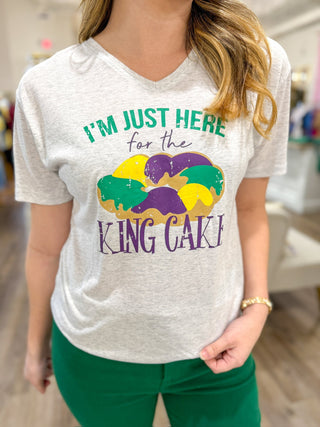 Here for the King Cake Heather T-Shirt - Everyday EDEN Boutique & Gifts