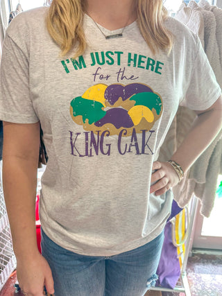 Here for the King Cake Heather T-Shirt - Everyday EDEN Boutique & Gifts