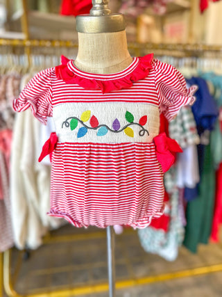 Holiday Baby Girl Bubble W/ Christmas Lights - Everyday EDEN Boutique & Gifts