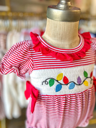 Holiday Baby Girl Bubble W/ Christmas Lights - Everyday EDEN Boutique & Gifts
