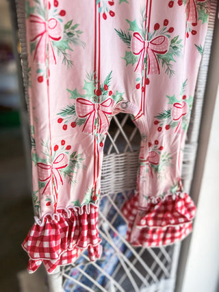 Holly Bows & Stripes Onesie - Everyday EDEN Boutique & Gifts