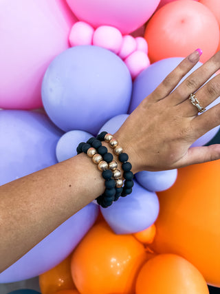 Alyse Black Clay & Textured Stretch Bracelets