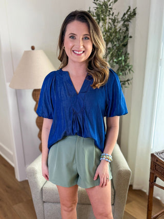 Indigo Easy Breeze Ballon Sleeve Top - Everyday EDEN Boutique & Gifts