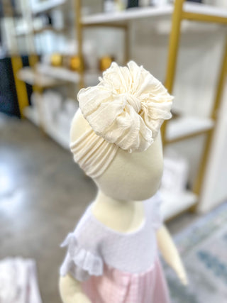 Ivory Frilly Frou Bow Headband - Everyday EDEN Boutique & Gifts
