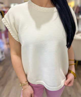 Ivory Stitch Detailed Oversize Sweater Vest - Everyday EDEN Boutique & Gifts