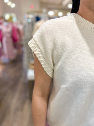 Ivory Stitch Detailed Oversize Sweater Vest - Everyday EDEN Boutique & Gifts