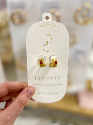 January Garnet Birthstone Hoop Earrings - Everyday EDEN Boutique & Gifts