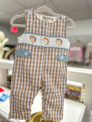 Jon Jon - Fall Thanksgiving Apricot Plaid Chick Embroidery Smocked Boys Jon Jon - Everyday EDEN Boutique & Gifts