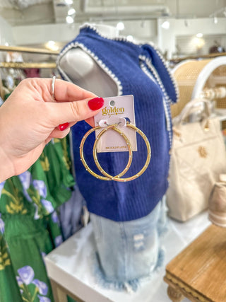 Kaci 18K Gold Plated Large W/ Clear Tiny Crystals Hoop Earrings - Everyday EDEN Boutique & Gifts