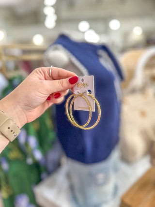 Kaci 18K Gold Plated Large W/ Clear Tiny Crystals Hoop Earrings - Everyday EDEN Boutique & Gifts