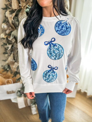 Kelly Blue Ornaments Sweatshirt - Everyday EDEN Boutique & Gifts