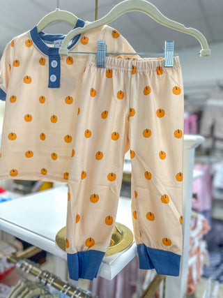 Khaki Pumpkin Print PJ Set - Everyday EDEN Boutique & Gifts