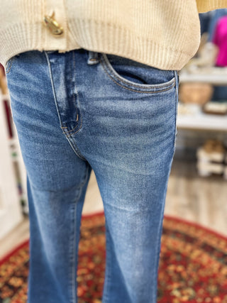 Laurie Dark Wash High Rise Trouser Hem Crop Jeans - Everyday EDEN Boutique & Gifts