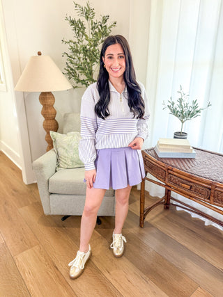 Lavender Simply Striped Quarter Zip - Everyday EDEN Boutique & Gifts