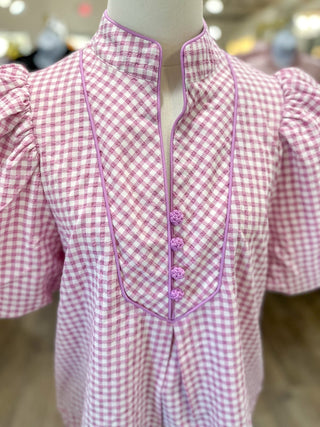 Lavender Sunday Sweetheart Gingham Short Sleeve Top - Everyday EDEN Boutique & Gifts