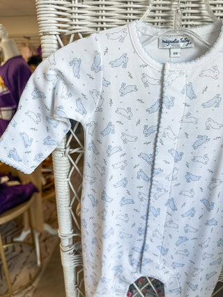 Light Blue Bunny Hop Footie - Magnolia Baby - Everyday EDEN Boutique & Gifts