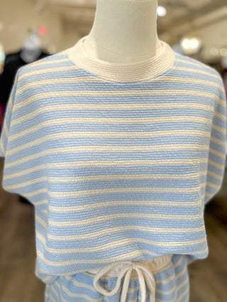 Light Blue Easy Living Stripe Shorts Set - Everyday EDEN Boutique & Gifts