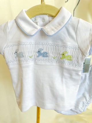 Light Blue Hoppity Hop Easter Classic Smocked Diaper Cover Set - Magnolia Baby - Everyday EDEN Boutique & Gifts