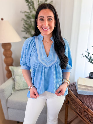 Light Blue Lovely Layers Short Sleeve Top - Everyday EDEN Boutique & Gifts