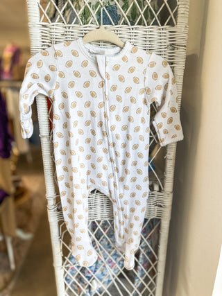 Light Blue Touchdown Cutie Zippie Footie - Everyday EDEN Boutique & Gifts