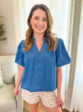 Light Denim Blue Jean Baby Short Sleeve Top - Everyday EDEN Boutique & Gifts