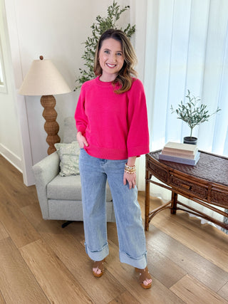 Light Denim Simply Styled Cuffed Wide Leg Denim Jeans - Everyday EDEN Boutique & Gifts