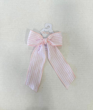 Light Pink Seersucker Tail Bow - Everyday EDEN Boutique & Gifts