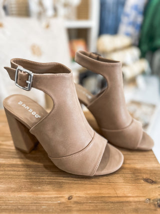 Light Taupe Nider 15 Open Back Bootie - Everyday EDEN Boutique & Gifts