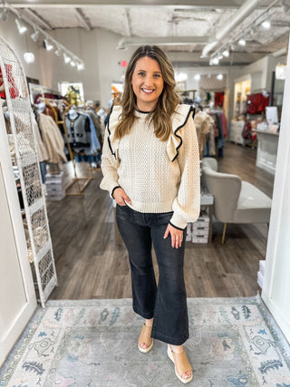 Lora Black High Rise Crop Flare Patch Pocket Jeans - Risen - Everyday EDEN Boutique & Gifts