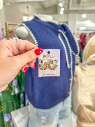 Louise 18K Gold Plated Huggie W/ Clear Crystals Earrings - Everyday EDEN Boutique & Gifts