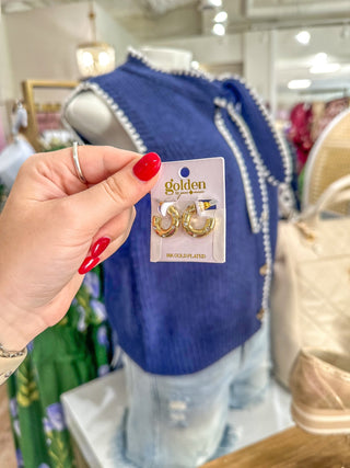 Louise 18K Gold Plated Huggie W/ Clear Crystals Earrings - Everyday EDEN Boutique & Gifts