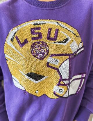 LSU Sparkle Helmet Sweatshirt - Everyday EDEN Boutique & Gifts