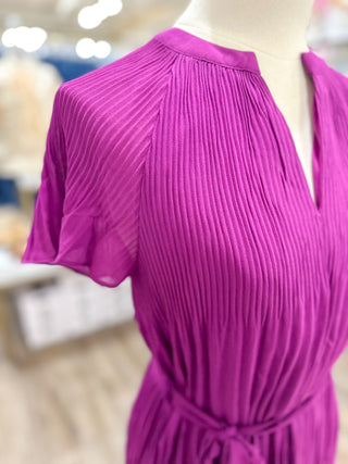 Magenta Purple Flounce Pleated Dress - Everyday EDEN Boutique & Gifts